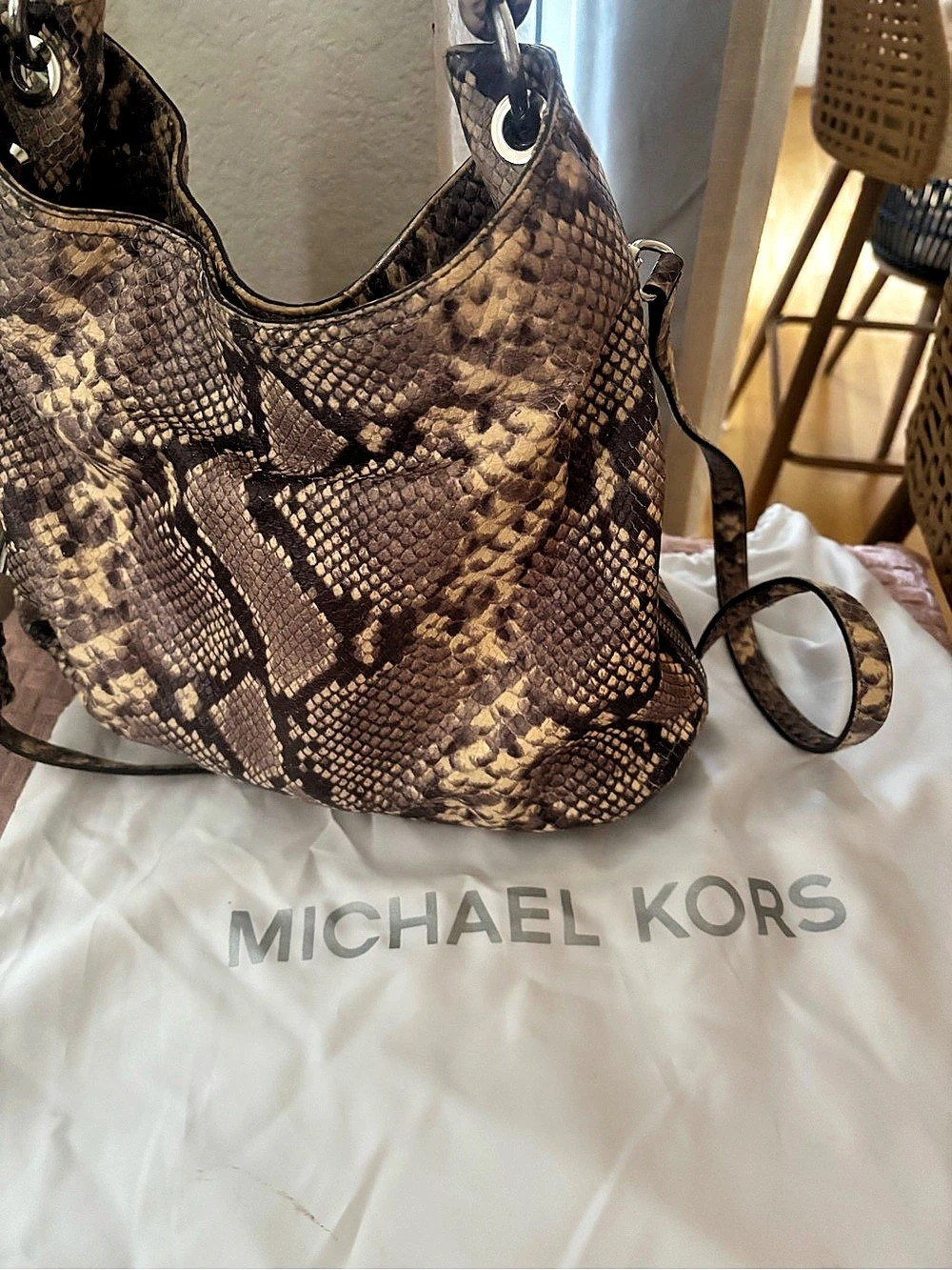 Michael Kors Snake Print Shoulder Bag